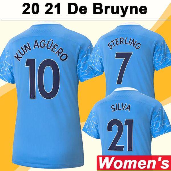 

20 21 kun aguero women soccer jerseys de bruyne sterling silva home blue away black football shirt new g. jesus lady short sleeve uniforms, Black;yellow