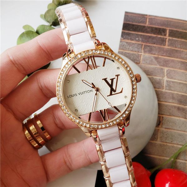 

ultra-thin diamond watch transparent dial fashion women's watch valentine's day gift girl watch, Slivery;brown