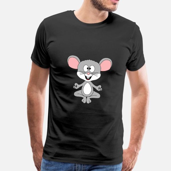 

mouse yoga chilling relaxing animal t shirt men designer 100% cotton round collar solid color cute humor summer style novelty shirt