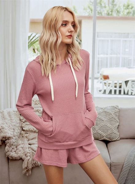 

sweatshirts and shorts 2pcs woman home suits casual solid color loose breathable ladies sets women tracksuit hooded, Gray