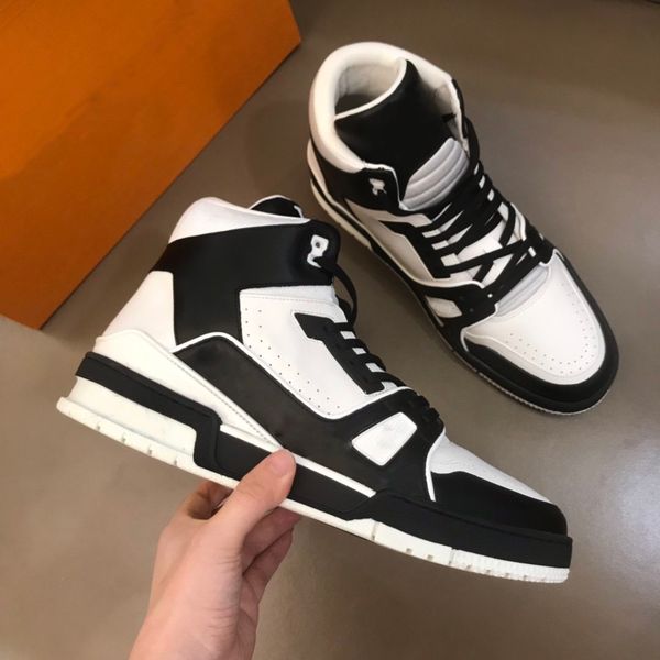 

роскошные высокое качество дизайн мужчин sneaker обувь кожа спорта вскользь lace -до zapatos de hombre rivoli sneaker загрузки мужская обувь, Black