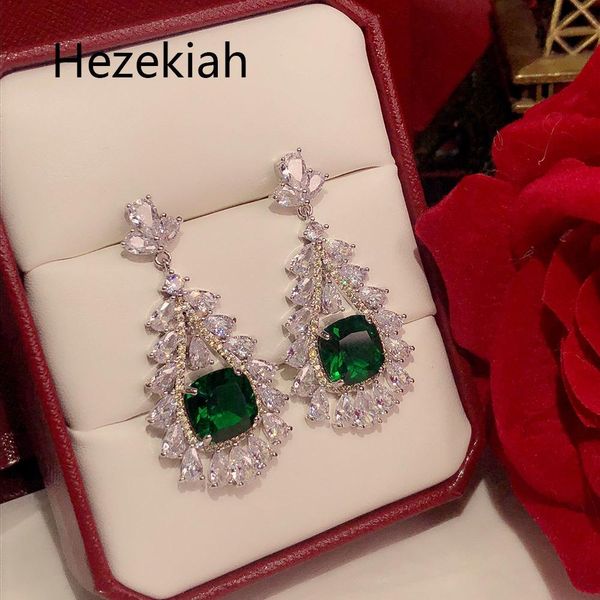 

Hezekiah S925 silver Earrings Free shipping Personality green Women's Eardrop Dance party Superior quality Emerald Earrings female