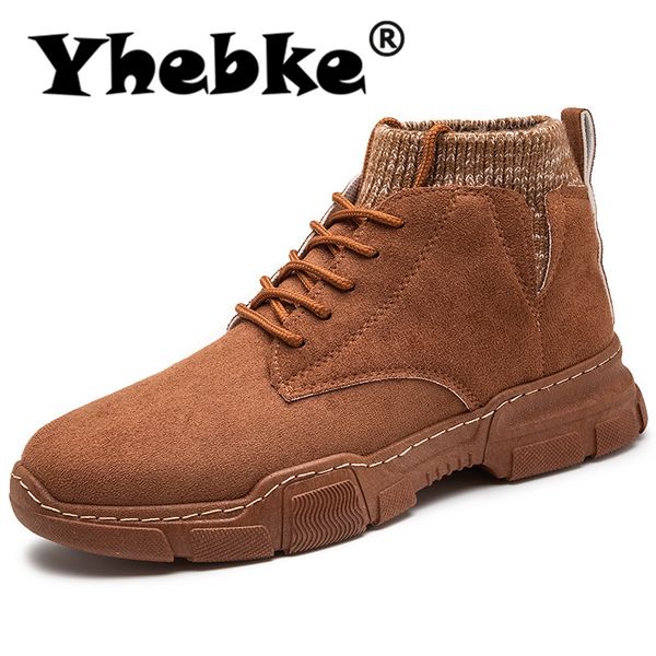 

yhebke men's casual shoes 2020 trend comfortable fur winter fashion sneakers male lightweight rubber ankle outdoor snow boots, Black