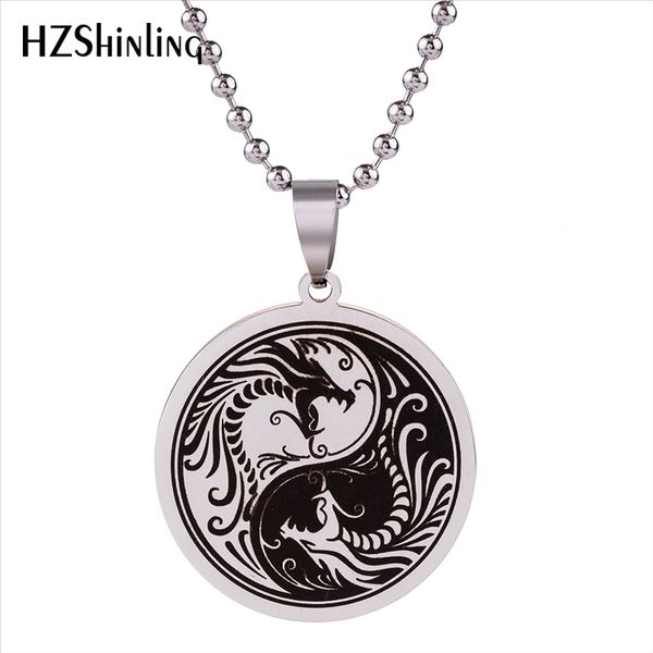 

2020 new yinyang dragon pendant necklace no fade stainless steel jewelry yin yang pendants gifts friends ball chain hz7, Silver