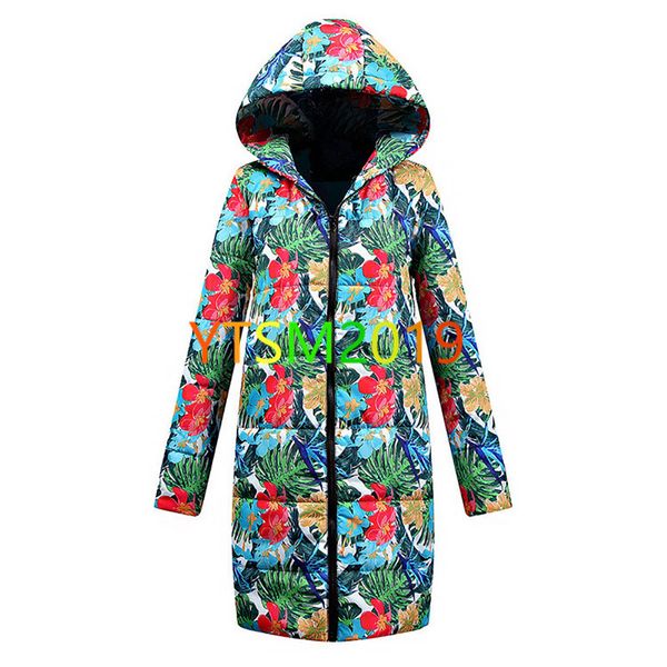 

с капюшоном меховой воротник куртки хлопка женщин цветочный узор зимняя куртка открытый теплый перо теплая одежда верхняя одежда, Black