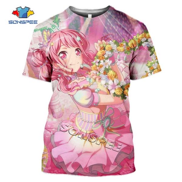 

anime cute girl bang dream summer 3d print shirts comics graphic aesthetic men clothing