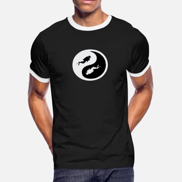 

scuba diving ying and yang diver diving underwater t shirt men custom 100% cotton round collar unique breathable spring autumn shirt
