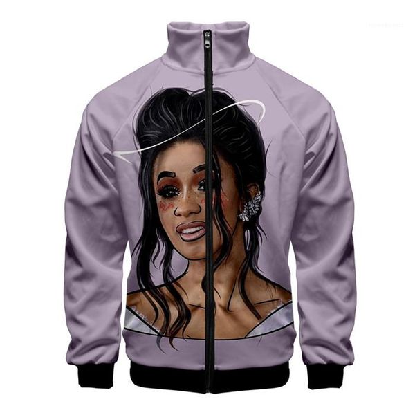 

sweaahirts men womens stand collar fashion cacual long sleeve clothing cardi b 3d printing personality zipper, Black