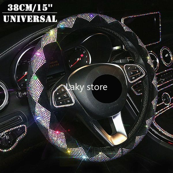 

универсальный 38см интерьер автомобиля алмазный bling антипробуксовочная замша крышки рулевого колеса