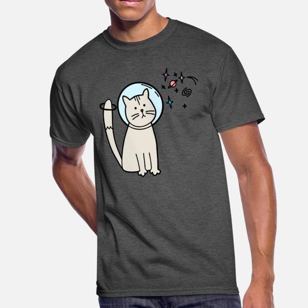 

cat in space with helmet and star glitter cat t shirt men knitted tee shirt crew neck novelty sunlight comical summer letter shirt