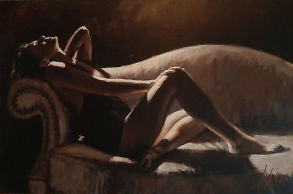 

fabian perez paola on the couch home decor handpainted &hd print oil paintings on canvas wall art pictures 200809