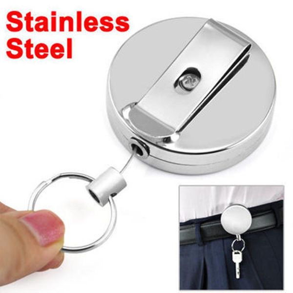 

10pcs portable keyring resilience steel wire rope elastic keychain stainless steel anti lost recoil retractable alarm key ring silver color, Slivery;golden