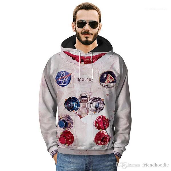 

printed spring hoodie men women eu size cool fashion sweatshirts plus size 5xl pullovers astronaut 3d, Black
