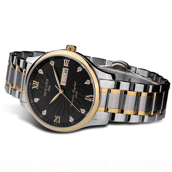 

luxury mens watches stainless steel strap fashion business quartz watch men's sports all steel waterproof watch men 2020 new popular, Slivery;brown