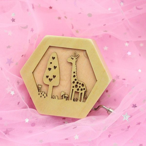 

hand crank mini wooden carved birthday cute animal christmas gift music box girl