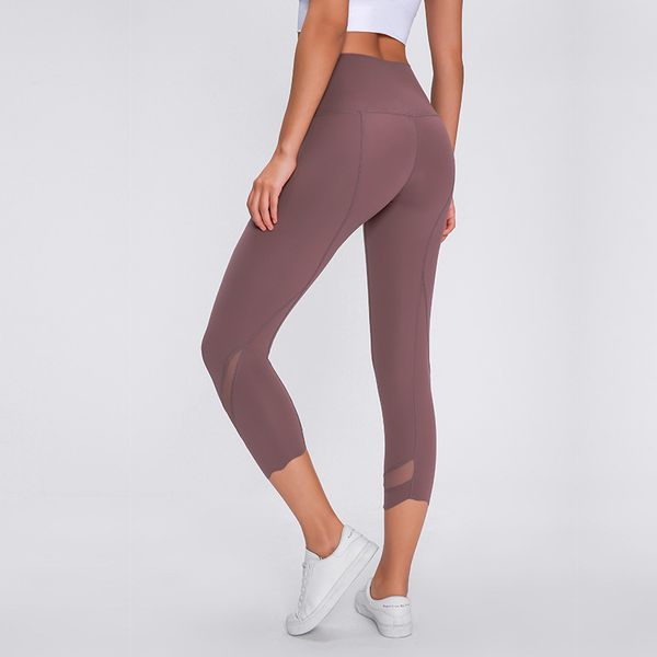 

2020 lu 32 yoga leggings lu leggings indoor sport cropped pants women's mesh breathable fitness pants tight stretch running yoga clothi, White;red