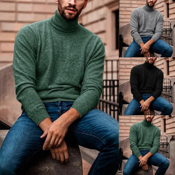

men's sweaters 2021 autumn winter sweater turtleneck solid color casual fashion brand knitted pullovers streetwear xxxl, White;black