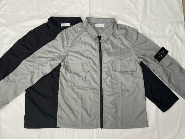 

2020 europe mens jacket retro classic street jackets men nylon fabric arm letter embroidery oem double pocket design waterproof overshirt, Black;brown