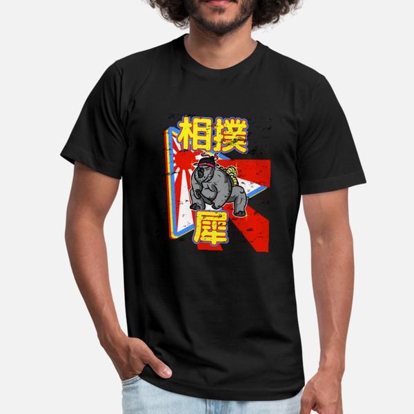 

sumo rhino in a cartoon japanese style distresse t shirt men character tee shirt crew neck clothing anti-wrinkle comfortable shirt