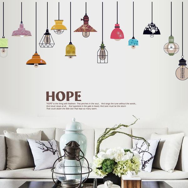 

drooping light lamp hope quote bedroom dining room decor removable decal mural self-adhesive diy wall stickers decoration dc28