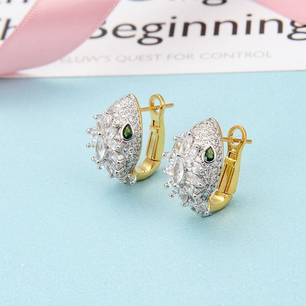 

europe fashion green/red cz diamond snake earrings 18k yellow gold plated women party jewelry, Golden;silver