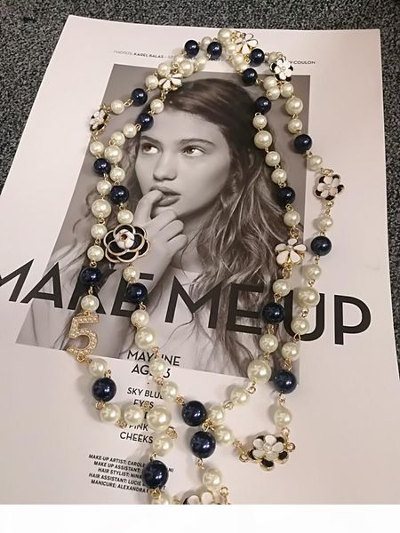 

mimiyagu luxury colorful pearl pendant camellia sweater chain necklace for women, Silver