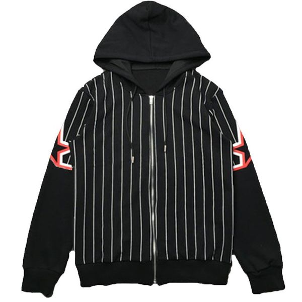 

mens stylist jacket outerwear men women stripe printing jackets fashion hooded coats size m-xxl, Black;white