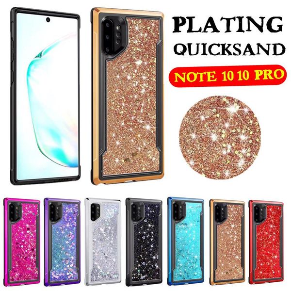 

cgjxsbling phone case for samsung note 10 electroplated liquid quicksand glitter back cover for samsung galaxy note 10 pro plus
