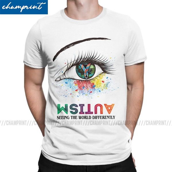 

autism see the world differently awesome men's t shirt autismo autistic awareness hipster tees short sleeve round neck t-shirts
