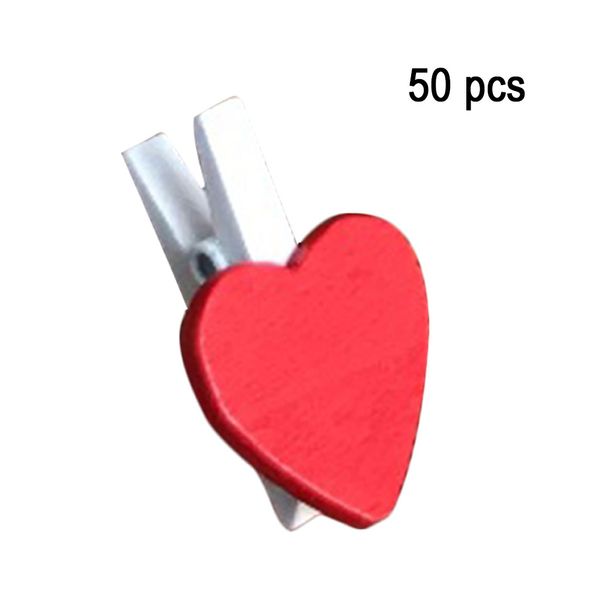 

50pcs wooden p paper craft red heart clip p wall craft vintage wedding party clip