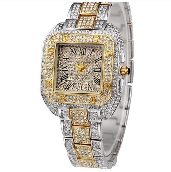 

women watch noble christmas gift full diamond business jewelry buckle square dial classic banquet ladies leisure busines watch, Silver