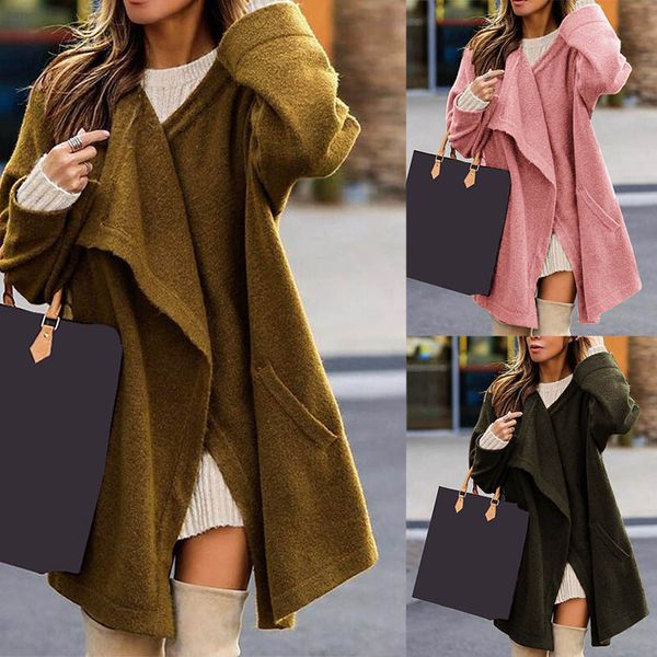 

womens loose cardigan sweater trench coat casual loose coat -opk, Tan;black