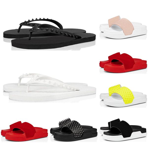 

red bottom slipper loafer men women slide summer fashion casual sandal slippers loafers slides sandals flip flops size 38-46, Black