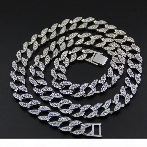 

18k white gold iced out cuban miami chain link micro pave lab cz diamond necklace 140g 76cm 30inch 15mm wide, Silver