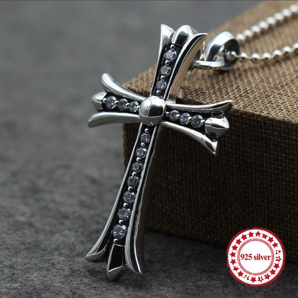 

s925 sterling silver pendants personalized classic retro jewelry hip-hop fashion domineering cross-shaped punk style send gift 2019 new