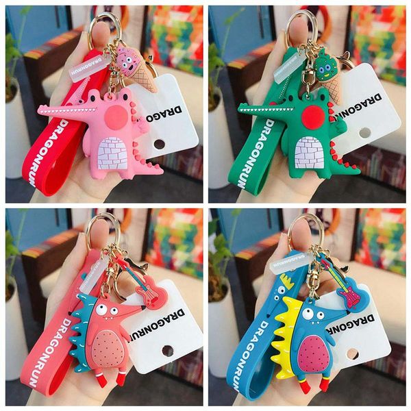 

pvc creative crocodile woman key chain kids man cartoon cute girls green pink funny lovers key rings, Silver