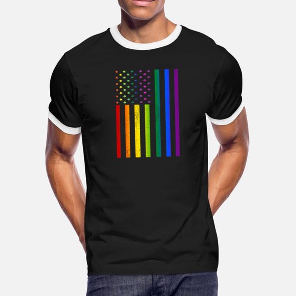 

pride flag lgbt flag and usa flag t shirt men customized short sleeve s-xxxl standard cute comfortable summer unique shirt