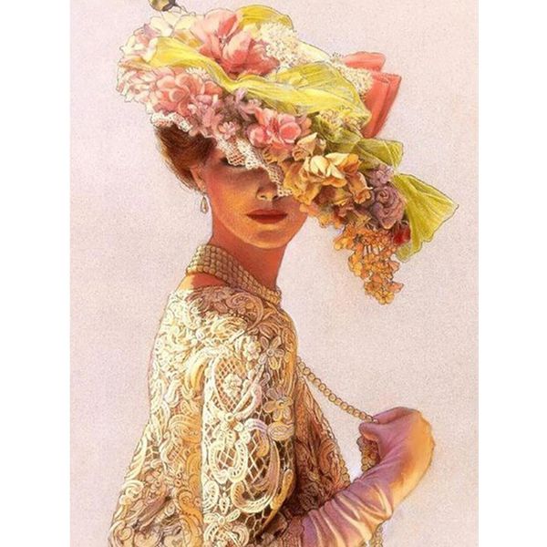 

diamond painting portrait woman hat diamond embroidery beauty diamond painting cross stitch rhinestone mosaic decoration