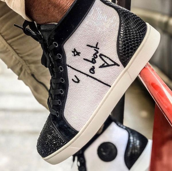 

luxury dedilouis strass sneakers shoes, high red bottom shoes men lace up trainer shoes comfort casual shoes basket homme, Black