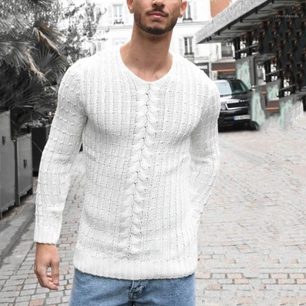 

sweaters designer o neck autumn and winter mens sweaters fashion slim fit long sleeved rib stitch solid color, White;black