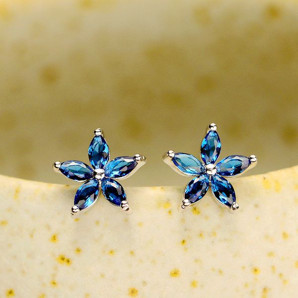

cute female small star stud earrings blue green purple earrings silver color jewelry vintage wedding for women, Golden;silver