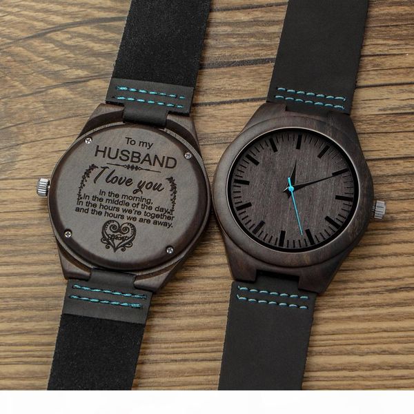 

natural wood blue second hand watch engraved wooden men groomsmen watch for husband son birthday anniversary gift drop shipping, Slivery;brown