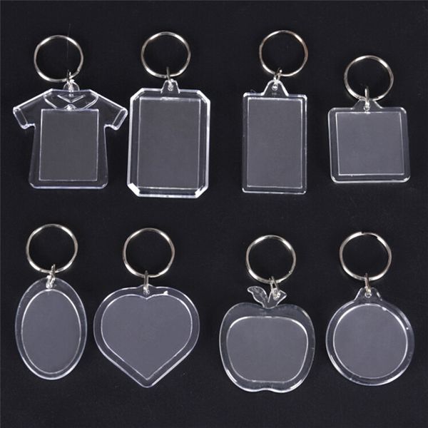 

5pcs transparent blank insert p picture frame keyring key chain diy gifts, Silver