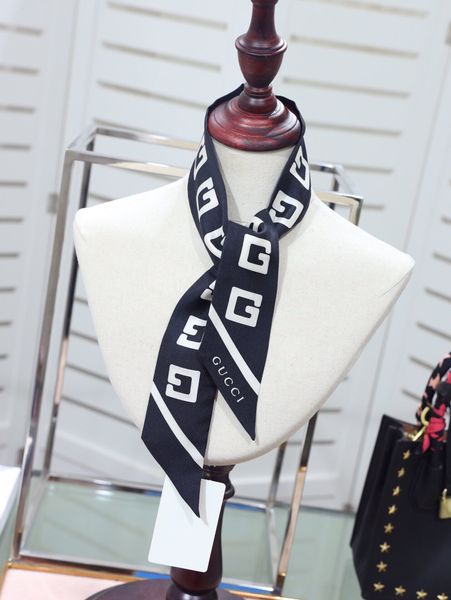 

design 100% silk handbag hair ribbon scarf headbands new luxury women silk scraves grade silk bag scarf hair bands g09, Blue;gray