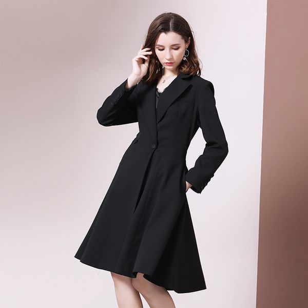 

dresses women dress windbreaker women clothing slim fit simple style long fashion casual windbreaker jacket long dust coat, Tan;black