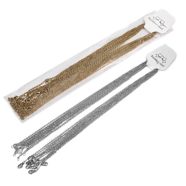 

10pcs 50cm width 2mm stainless steel link chain silver color black with lobster clasp cuban chain necklaces for jewelry making