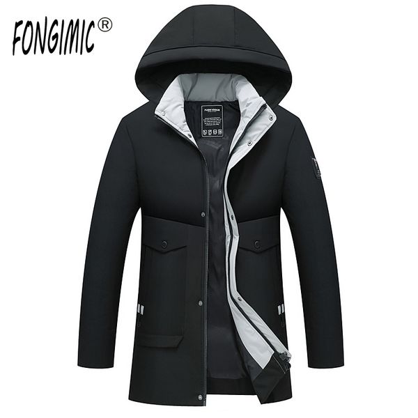 

men's casual cotton suit winter wear long thick cotton jacket middle-aged business coat coat comfortable, Black
