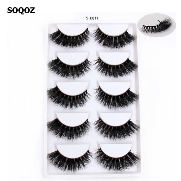 

false eyelashes soqoz 3d mink luxury handmade lashes natural long eye fluffy lash 5 pairs d811 cosmeti