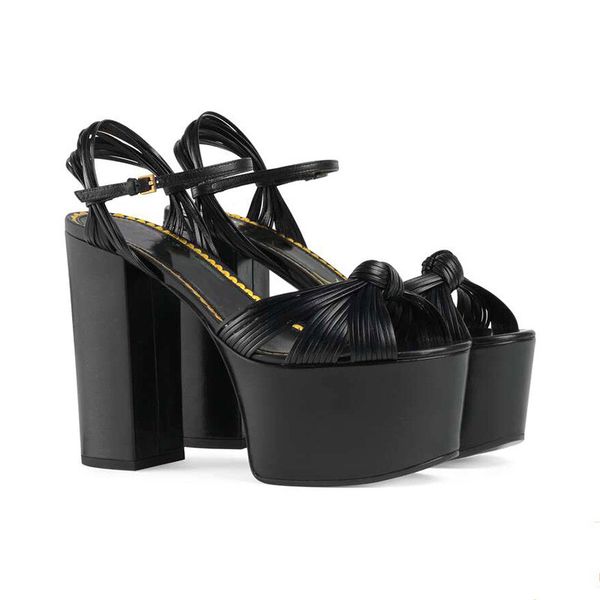 

sandals prova perfetto platform high heel woman shoes star leather hand-made open-toe sexy, Black