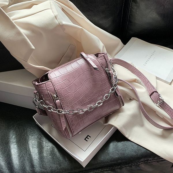 

summer texture women bag 2020 new fashion messenger bag ins bucket korean version handbag pu leather shoulder women